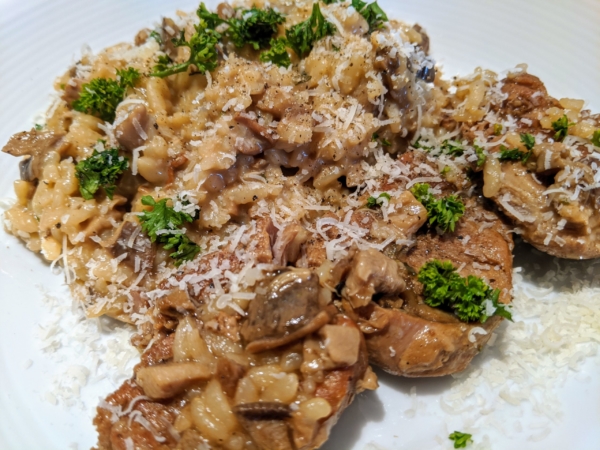 Pressure cooker porPressure cooker pork tenderloin and wild mushroom risotto, April 11, 2020k tenderloin and wild mushroom risotto, 2020