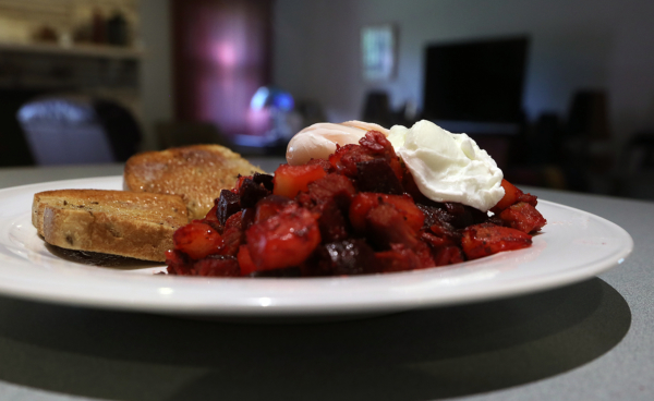 Red flannel hash with home-cured corned beef, April 28, 2020